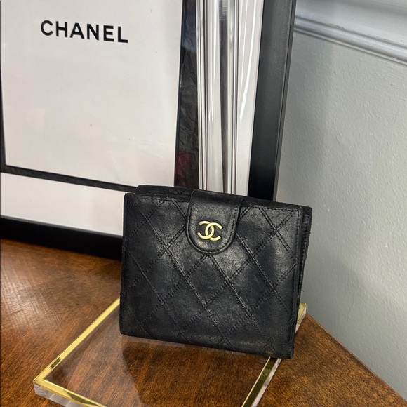 CHANEL DOUBLE SNAP CC Black Quilted lambskin wallet - Picture 5 of 16